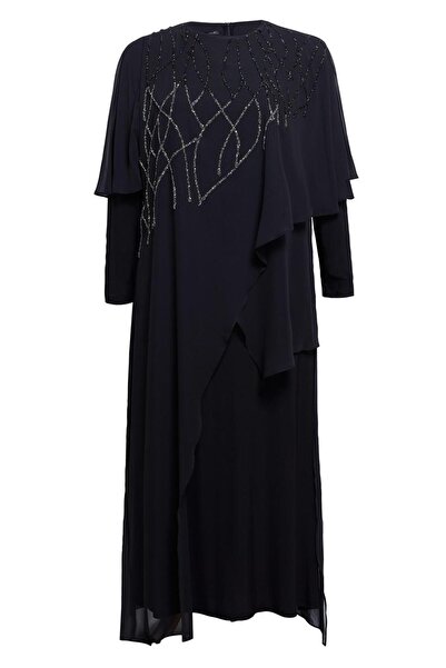 Alvina Φόρεμα με μανδύα σιφόν Plus Size - 20506