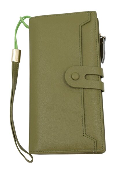 HASSION Women's leather wallet A12 - light green 20X10X3.5cm