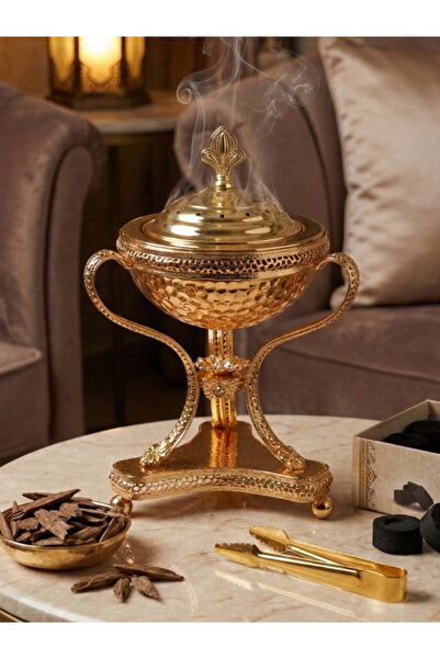 SQUALO مبخرة معدنية ذهبية ارتفاع 30 سم– تصميم فاخر للديكور والضيافة