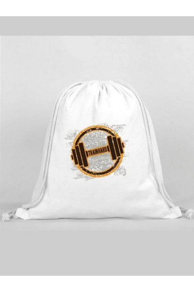 Özcan Tasarım Dumbbell Printed Backpack - Rope Drawstring Sports Bag