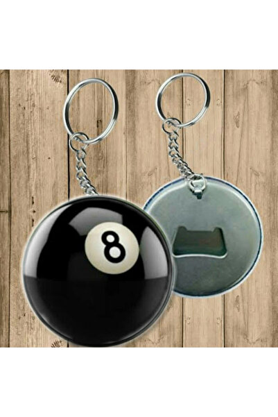 Özcan Tasarım سلسلة مفاتيح كرة بلياردو سوداء - سلسلة مفاتيح مع فتاحة