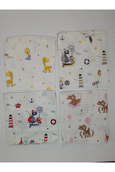 Özcan Tasarım Muslin Cloth - Muslin Baby Mouth Wiping Cloth 4 Pieces Muslin M...