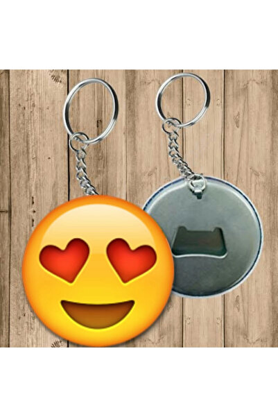 Özcan Tasarım سلسلة مفاتيح Emoji على شكل قلب - سلسلة مفاتيح مع فتاحة