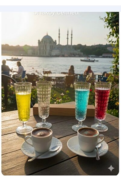 ORTAKÖY CENNETİ 6 ad kahve yanı flüt bardak şık tasarımlı Rayan valeria 120 cc Hacim 12 cm Yükseklik 5 cm ağız ölçü