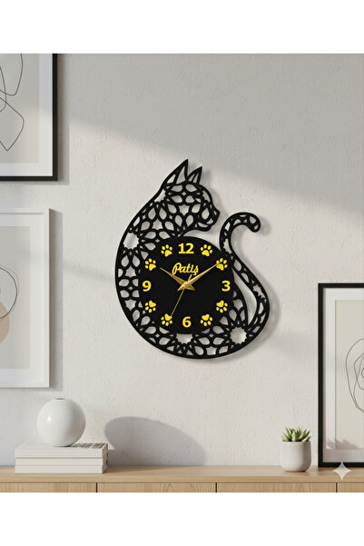 YekPare Kedinize Özel Kedi Tasarımlı Patili Duvar Saati