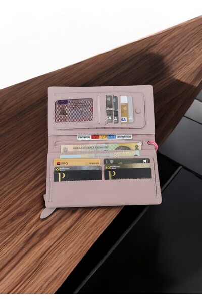 HASSION - Women's leather wallet R65, light pink