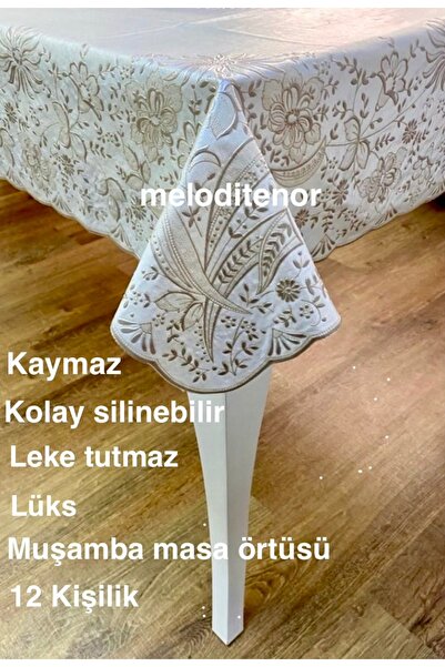 TNR Meiwa işleme deri görünümlü kalın büyük dikdörtgen 12 kişilik pvc muşamba...