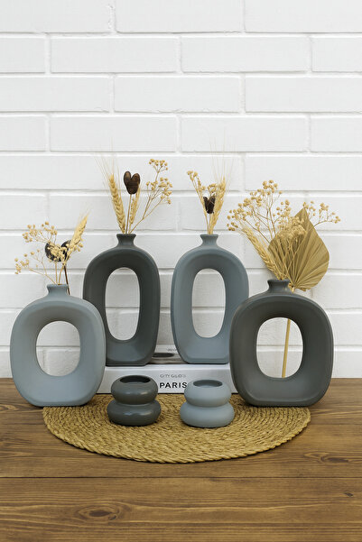 Zigzag Home Διακοσμητικό Σετ Βάζα και Κηροπήγιο Τσαγιού σε Μποέμικο Στυλ 6 τε...