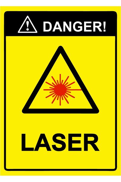 ZiPrinter خطر! لافتة تحذير ليزر من البي في سي مقاس A5 15×21 سم