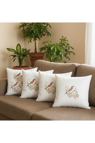 cuboo home طقم غطاء وسادة مكون من 4 قطع مع طيور