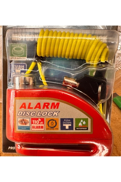 Genel Markalar 110 Db rastgele renkler Motosiklet Alarmlı Disk Kilidi Hatırlatma Kablolu( mavi gri Düz Kilit)