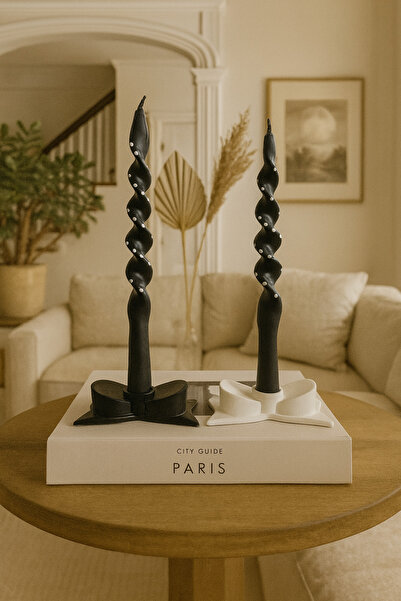 Zigzag Home Dekoratif 2 Parça Tasarım Şam’dan Mumluk Fiyonk Mumluk Biblo