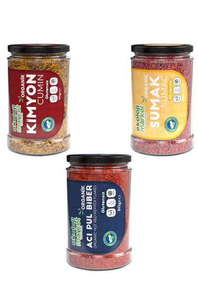 Ekoloji Market Organik Baharat Seti 3’lü (Organik Kimyon – Organik Sumak – Or...