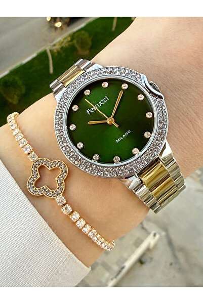 Ferrucci Kadranı Yeşil Kadın Kol Saati Ve Bileklik