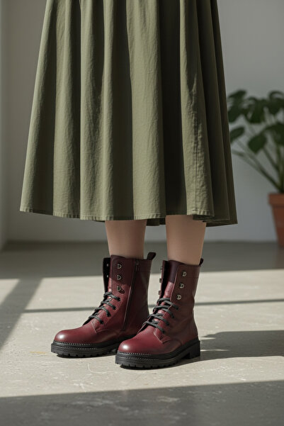 NOVEZA Kadın Hakiki Deri Uzun Bot | Fermuarlı & Bağcıklı | Kaymaz Taban 35-43 Numara