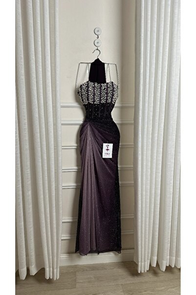Onila Purple beaded evening dress