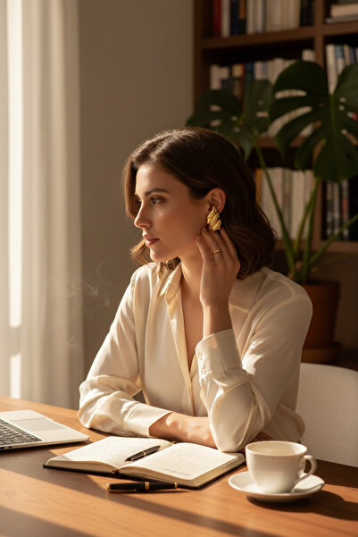 rafiel أقراط موجة الذهب من أوشن وين |   أناقة الفولاذ المقاوم للصدأ