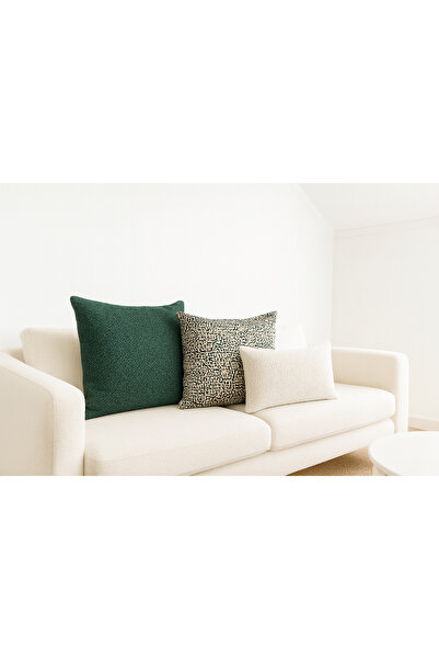 MEFAKS TEKSTİL مجموعة من 3 وسائد زخرفية عصرية - مجموعة وسائد زخرفية بنمط أخضر...