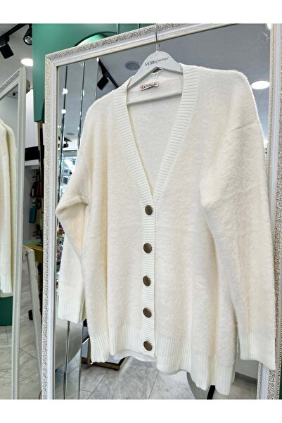 MRM MERAM BUTİK Hatun Angora Cardigan (Compatible with Size 36-42) - Stone - Standard