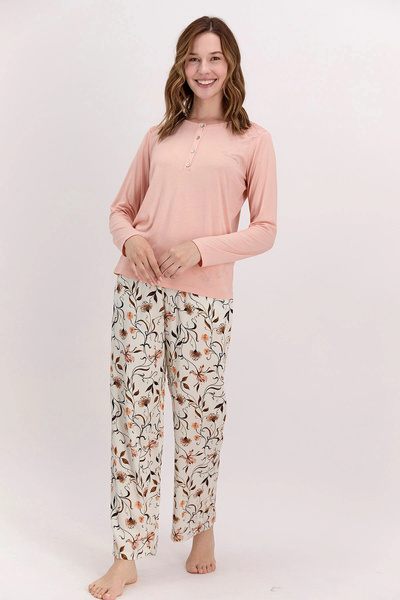 Pierre Cardin Set de pijamale de damă cu model floral mocha