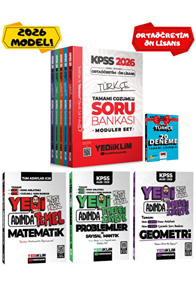 Yediiklim Yayınları 2026KPSS Türkçe+Matematik+Tarih+Coğrafya+Vatandaşlık SB+M...