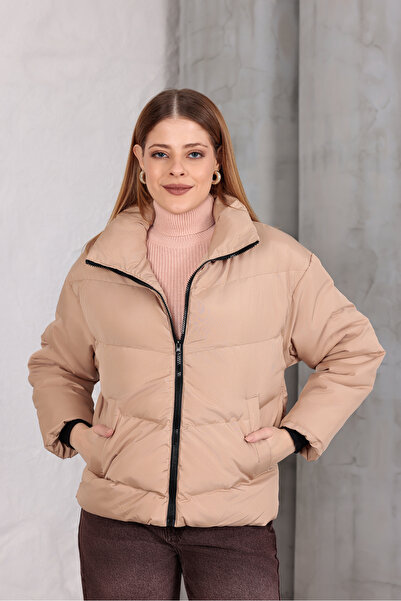 blayn jeans Palton puf pentru femei, fără glugă