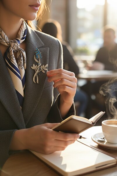 FAYRA ACCESSORIES Kristal Taş Elmas Montür Çiçek Broş