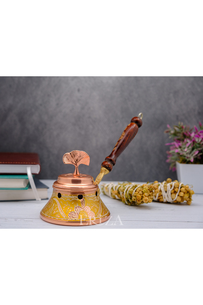 ERİZA Konik Tütsü için Dekoratif İşlemeli El Yapımı Bakır Tütsülük