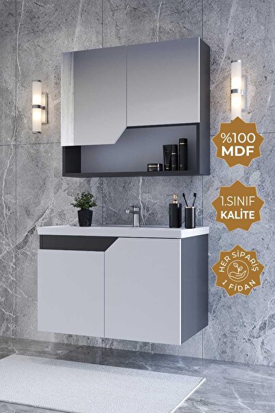 TETA HOME Napoli 80 cm Mdf Banyo Dolabı Seti