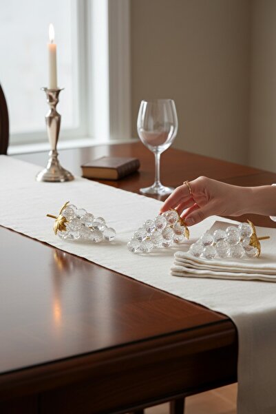 Mia Dekoratif Kristal Cam Üçlü Serbest Salkım Üzüm Şeffaf Gold