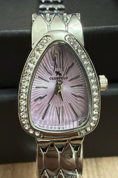 Gerçek Hediyelik Stylish Women's Wristwatch - Silver Color Band, Stoned, Eleg...