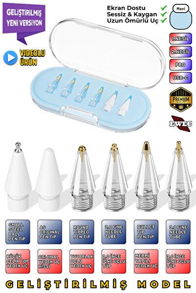 EWEC Apple Pencil Replacement Tips – 1St and 2Nd Generation Nesil, Pro, Usb-C Compatible, iPad Pro / Mini / Air (6-Pack)