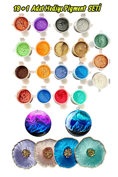 cnk craft shop Epoksi Reçine Mica Toz Pigment Seti 19x14ml Epoksi Boya, Mum Boyası, Pigment Boya -A1