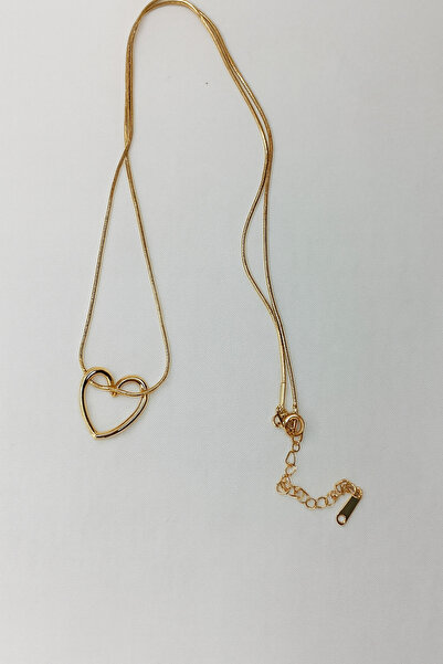 Tajemny Kalpli Kolye ve Küpe Seti – Gold Renk, Çelik Takı