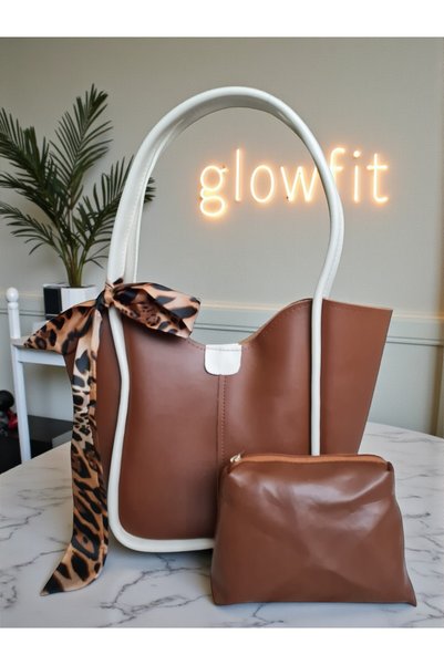 Glowfit Shine Your Shape Women's Scarf Detailed Puppy Suede Magnet Closure Single Compartment Large Women's Shoulder Bag