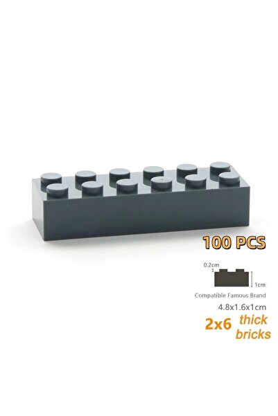 Choice DARK GRAY 100pcs 2x6 Dot DlY Building Blocks ThickFigures Bricks Educational Creative SizeCompatible