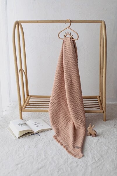 ZEYPBA % 100 Pamuk 4 Katlı Müslin Battaniye Somon (Bebek & Çocuk İçin) 110x110cm