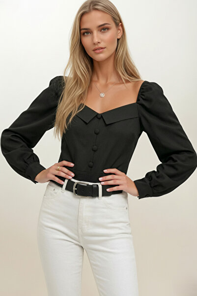 OLSAMODA ΓΥΝΑΙΚΕΙΑ ΜΠΛΟΥΖΑ ΜΕ ΚΟΥΜΠΙΑ ΜΠΡΟΣΤΑ ΜΕ ΜΑΝΙΚΙΑ ΜΠΑΛΟΝΙΑ ΕΛΑΣΤΙΚΗ ΥΦ...