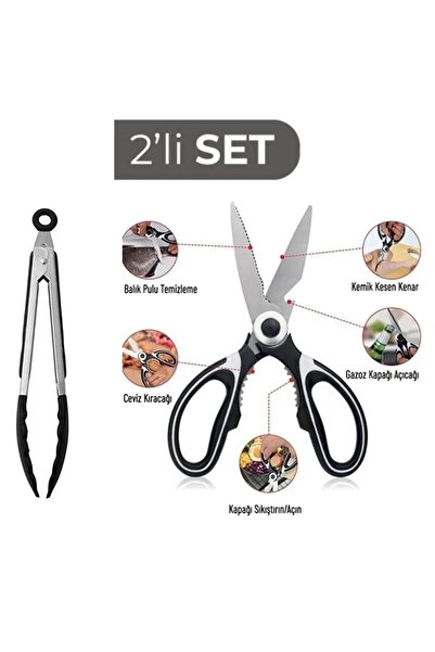 ZUZU MADE Ultra Keskin Çok Amaçlı Mutfak Makası ve 23 cm Metal Silikon Uçlu S...