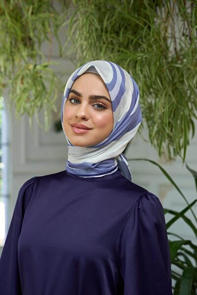 İpekhan مجموعة أوشحة ناعمة رمادية كريمية صيفية لامعة - 1183-15