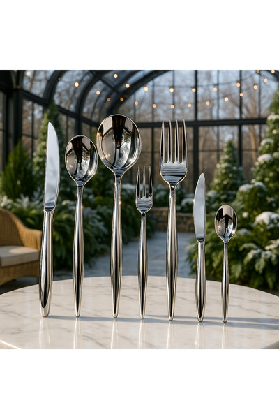 Davet Paslanmaz Çelik 18/10 Piraye 60 Parça Çatal Kaşık Seti Premıum 3mm