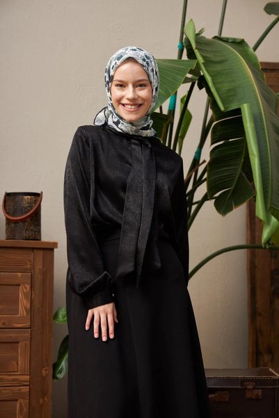 İpekhan Narcissus Black Cotton Viscose Scarf