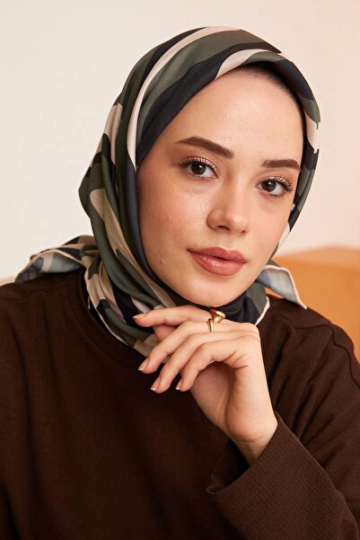 İpekhan Μοντέλο Twist Μαύρο Χακί Βαμβακερό Φουλάρι Βισκόζης