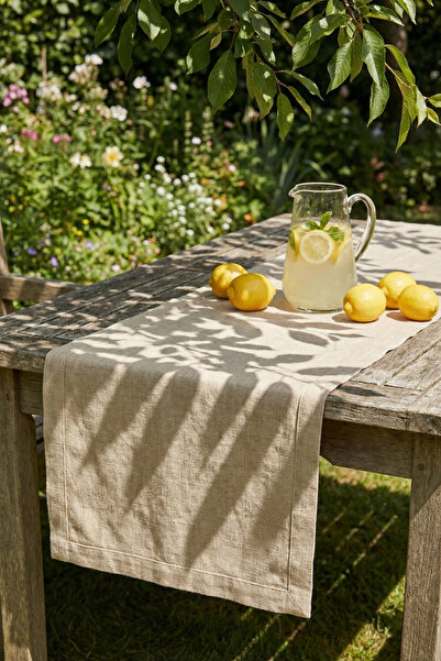 Morlay LINEN | Organik Ham Keten Runner Naturel 40 x 150 Cm