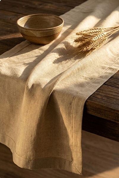 Morlay LINEN | Organik Ham Keten Runner Naturel 40 x 150 Cm