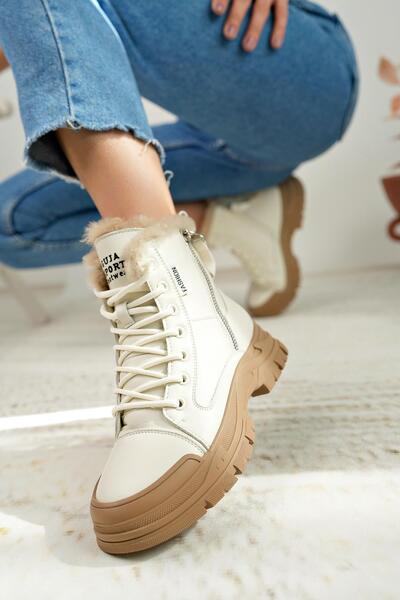 Guja 24K310 24 Bej İçi Kürklü Fermuarlı Fashion Kadın Bot