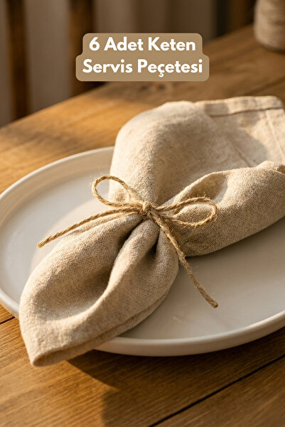 Morlay الكتان |   6 قطع من مناديل تقديم الطعام المصنوعة من الكتان العضوي الخام المغسول مقاس 40 × 40 سم، مجموعة أدوات المائدة
