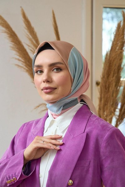 İpekhan Summer Radiance Collection Soft Scarf Turquoise Salmon 1190-05