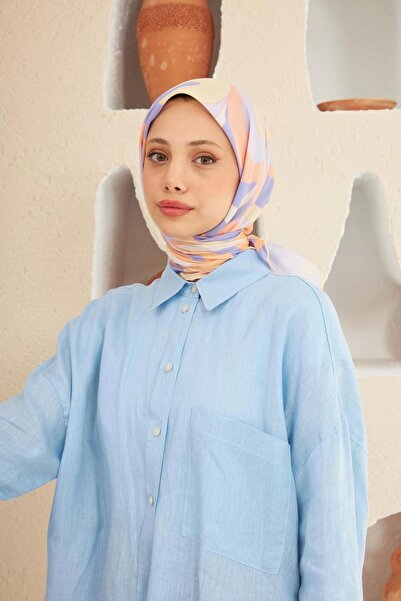 İpekhan Yeni Twist Desen Pamuk Viskon Eşarp Lila Somon 1133-08