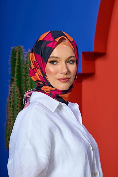 İpekhan Marrakech Koleksiyon Soft Eşarp Koyu Pembe Siyah 1207-15